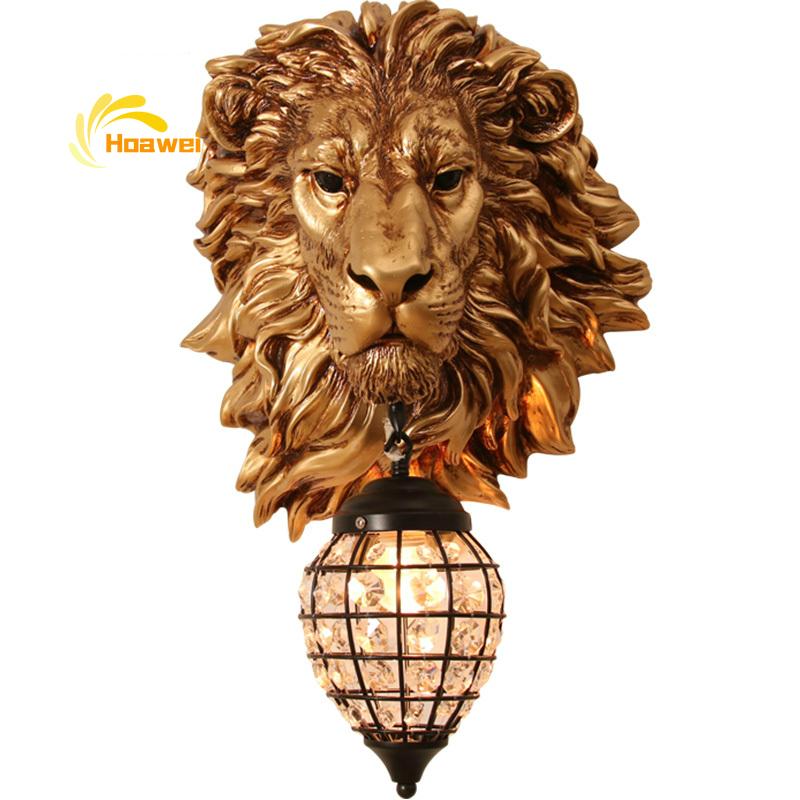 

Nordic Luxury Lion LED Wall Lamp Modern Golden Wall Lights Lighting Vintage Living Room Bedroom Home Sconce Light Fixtures