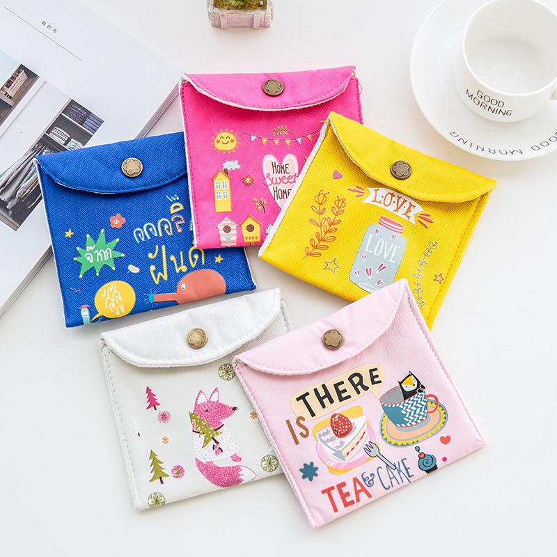 

Girls Diaper Sanitary Napkin Storage Bag Canvas Sanitary Pads Package Bags Coin Purse Jewelry Organizer Pouch Case