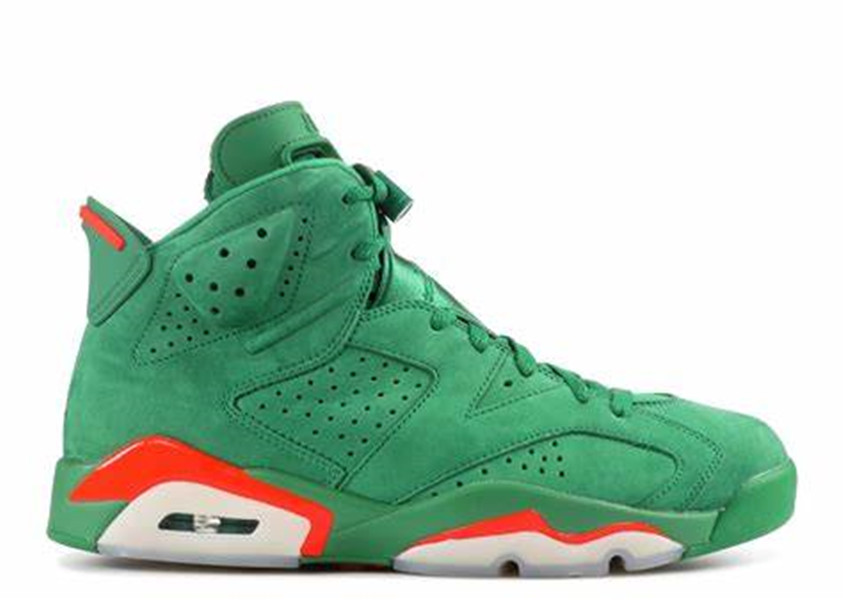 

Basketball Shoes Jumpman 6s GREEN Suede ORANGE BLAZE Trainer Suede Leather Upper Rubber Outsole Designer Sports Sneakers US13 Available Ship With ShoeBox