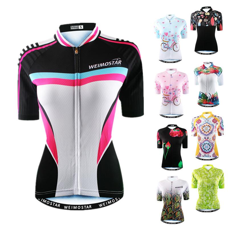 

Weimostar Women Cycling Jersey Tops 2020 Pro Team Bike Jersey mtb Bicycle Shirt Breathable Cycling Clothing Sport Wear Female, Color 17