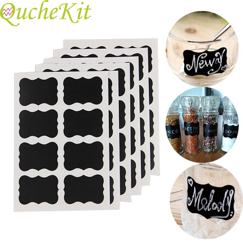 

40pcs/Set Erasable Blackboard Sticker Kitchen Jars Organizer Labels Chalkboard Chalk Board Sticker Black Board Paper