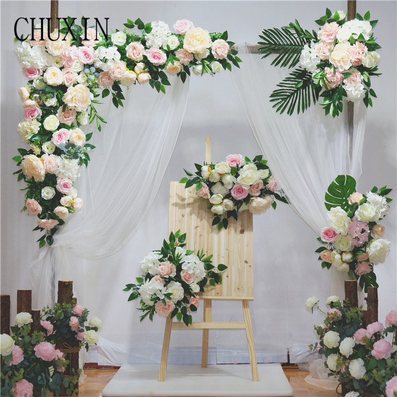 

Wedding Prop Artificial flower arch door flower row custom made lawn wedding pre-function background decoration silk fake, 14