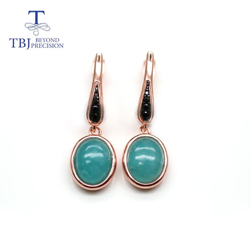 

NEW Dangling amazonite clasp earring Oval cut 8*10mm 6ct up natural gemstone jewelry 925 sterling silver fine jewelry for women