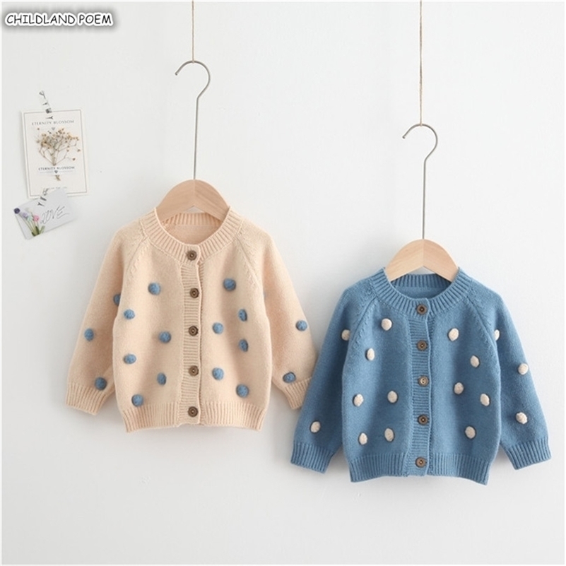 

Girls Sweaters Autumn Winter Baby Girl Sweater Pompom Cotton Woolen Kids Toddler Girls Cardigan Coat Clothes Toddler Sweater 201109, Red