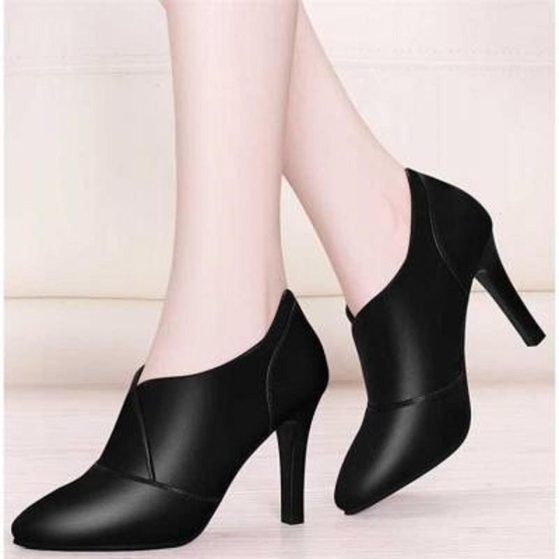 

2020 spring and autumn fashion deep-mouth shoes new high-heeled shoes Korean version of the thin with the single1, Black