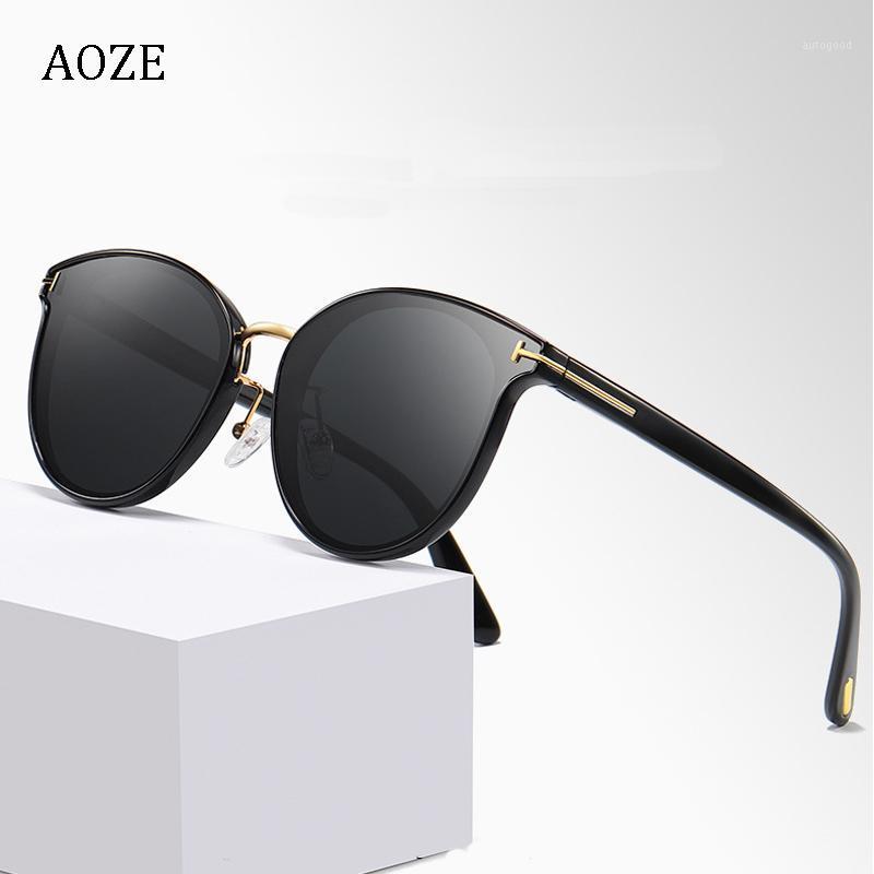 

Sunglasses AOZE 2021 Vintage Fashion Style Round Polarized Women's Classic T Metal Design Brand Oculos Feminino UV4001