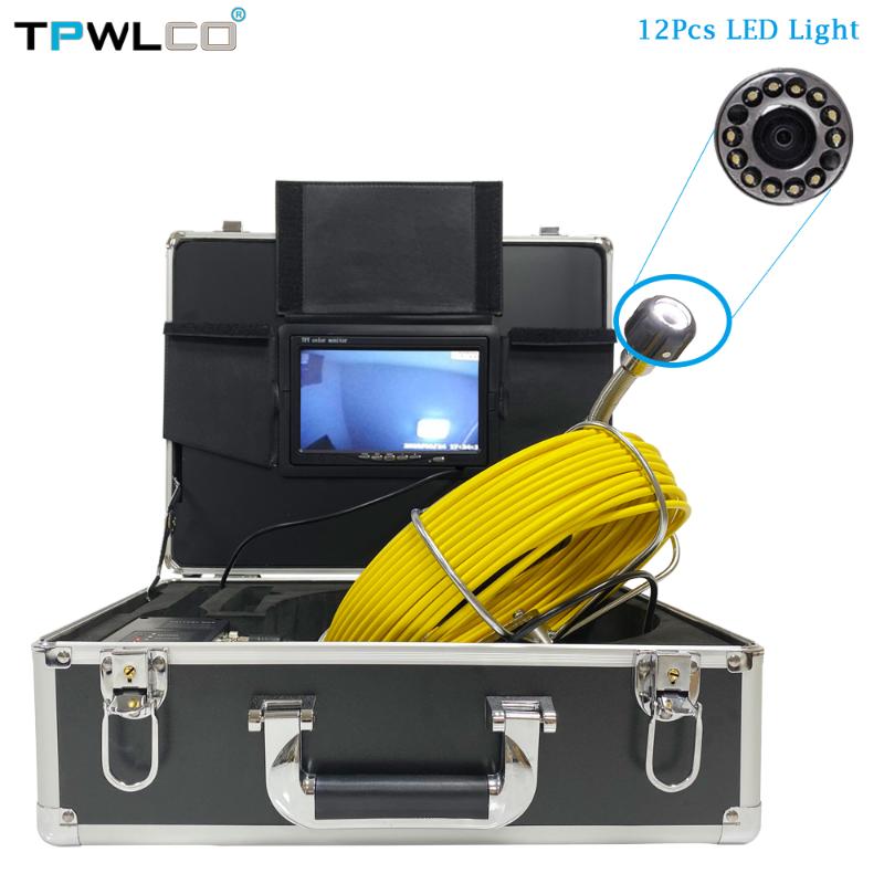 

7'' LCD Screen Sewer Camera with DVR Video Pipe Inspection Equipment Free 8GB SD Card Pipeline Drain Endoscope 20M 23MM Lens