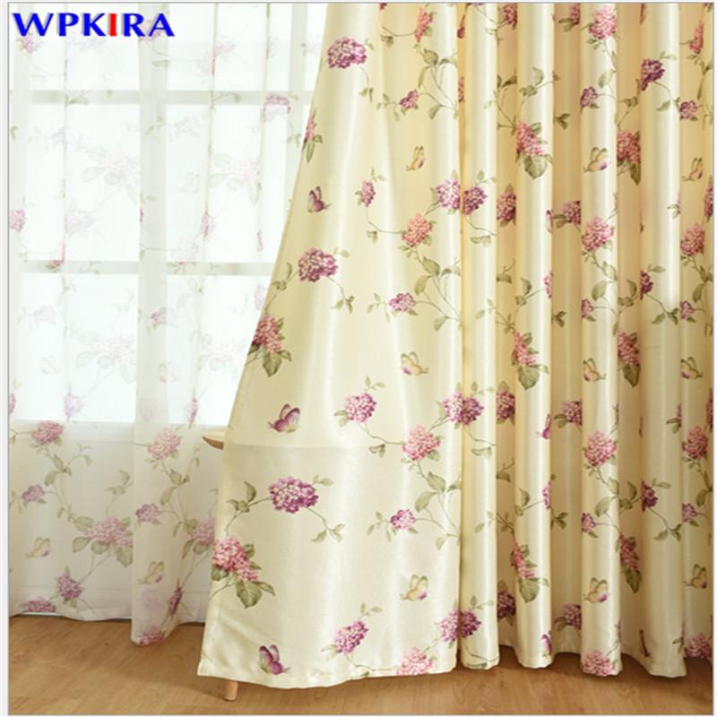 

Pastoral Floral Sheer Tulle Curtains For Living Room Window Volie Curtains Children Bedroom Kitchen Door Semi-BlackoutW-AD363#30