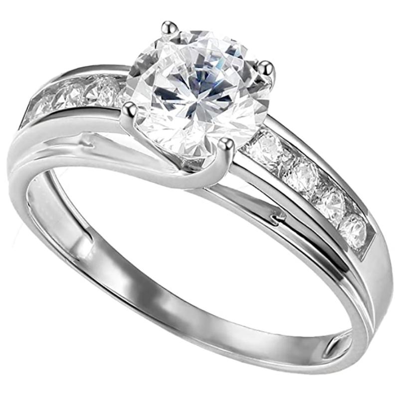 

18K Au750 White Gold Ring Women Wedding Anniversary Engagement Party Ring Round Moissanite Diamond Elegant Romantic Trendy Cute