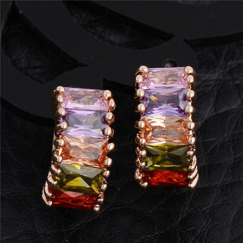 

QCOOLJLY 2020 Terrific Shiny Jewelry Gift Gold Color CZ Cubic Zirconia Women's Elegance brincos Hoop Earrings Wholesale