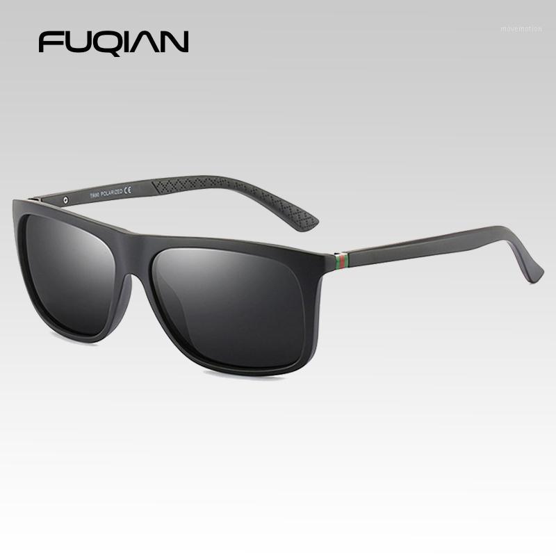 

FUQIAN Brand Classic Square Polarized Men Sunglasses Fashion TR90 Temple Unisex Glasses Black Shades Eyewear UV4001
