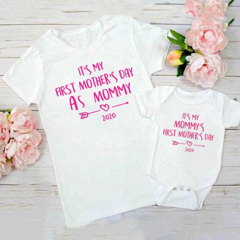 

1pcs Mommy's First Mother's Day 2020 Mommy and Me Matching Outfit Mother Tshirt Baby Bodysuit 1st Mothers Day Party Wear Clothes1, As pic