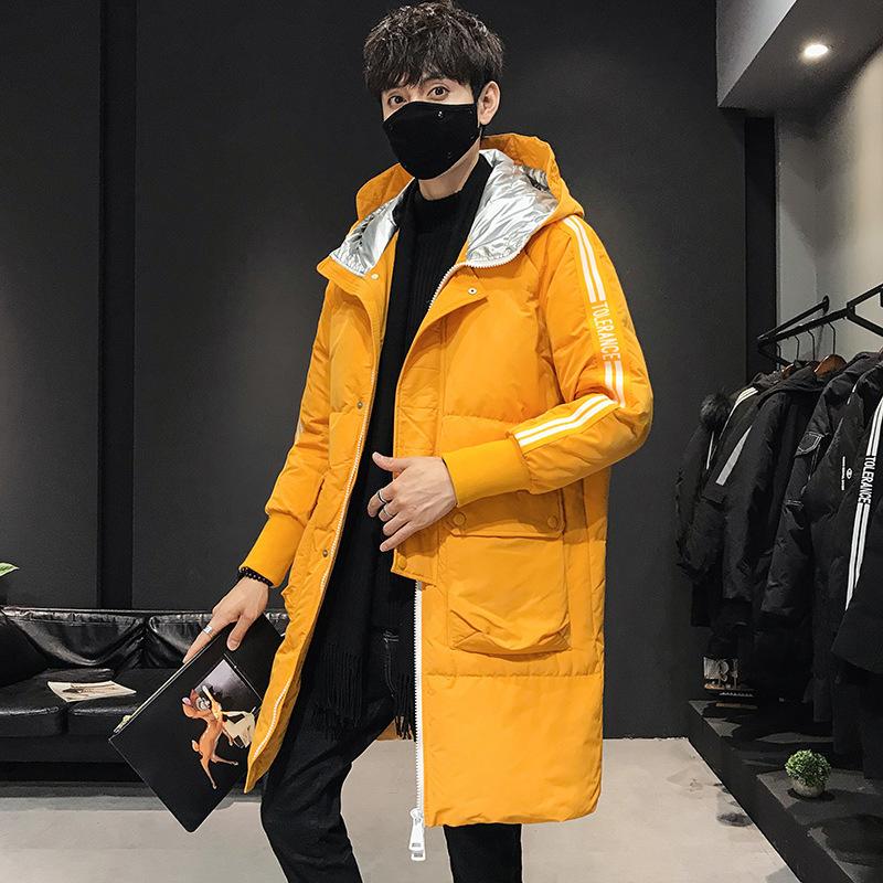 

The new 2020 winter coats male long popular logo fashion hooded jacket white duck down warm coat, Black