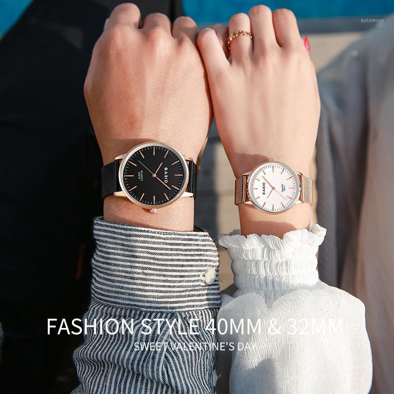 

BASID Fashion Relogio Women's Watches Gentleman Pair Men and Women Waterproof Wristwatch for Couple Christmas Gift to Girlfriend1, Couple white gold