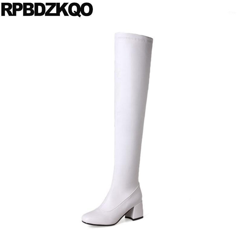 

Knee High 12 44 Tall Over The Long Ladies Waterproof White Big Size 13 45 Slim Platform Boots Stretch Chunky Chinese 2020 New1, Black