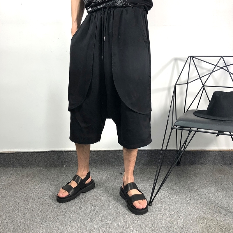 

2021 New -6xl!! Black Personality Designer Baggy Men Shorts Popular Yamamoto Solid Color Hanging Haren Stocking Pants Style KRDF