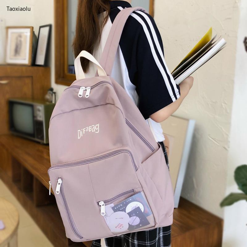 

DCIMOR New Waterproof Nylon Women Backpack Female More Zipper Bag Schoolbag For Teenage Girls Large Capacity Travel Mochilas, Black