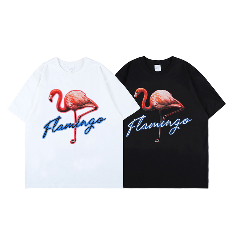 

2021 New Summer Flamingo Graphic Imprint 3d Man's Hip Hop Shirt Cotton Tops t IJDE, Black