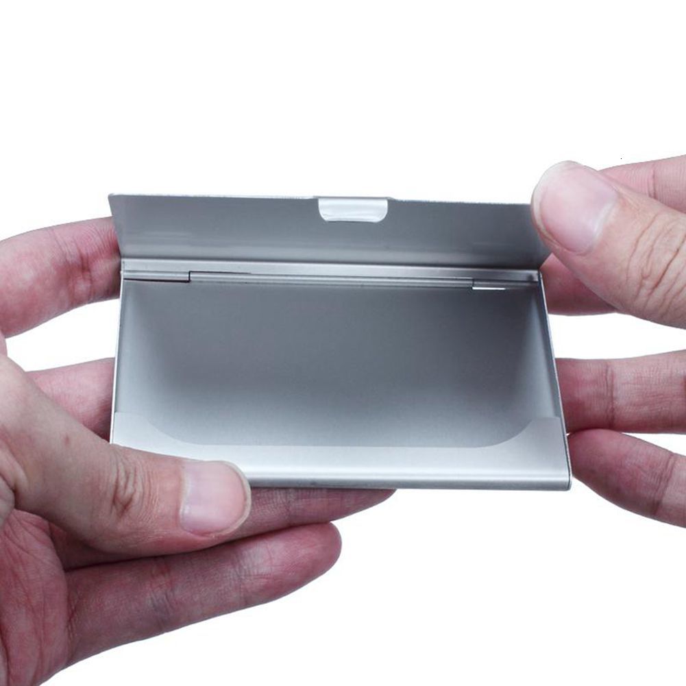 

100pcs Black Business Card Holder in Pocket Business Name Credit Id Card Holder Metal Aluminum Box Cover Case Business Card Holder Metal