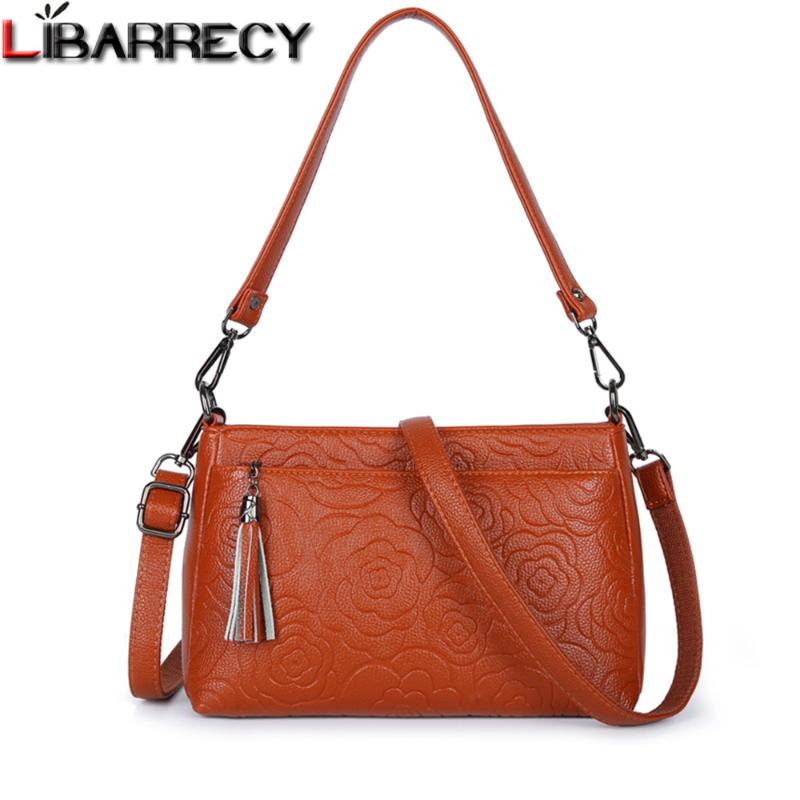 

2021 New Flower Pattern Designer Women's Bag Luxury Designer Ladies Shoulder Bags Women Genuine Leather Crossbody Bags Sac Femme, Black