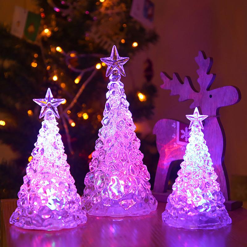 

Christmas Tree Colorful LED Acrylic Night Light Christmas Xmas Trees Party Decoration Luminary Holiday Lighting Perfect Present