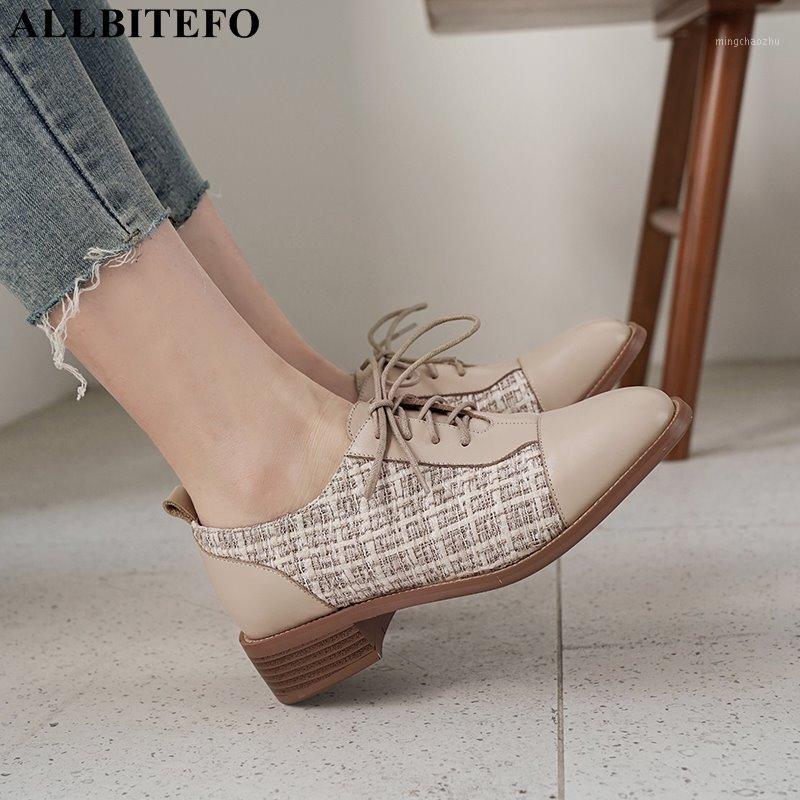 

ALLBITEFO fashion genuine leather low-heeled women shoes high quality women high heel shoes spring party heels1, As picture
