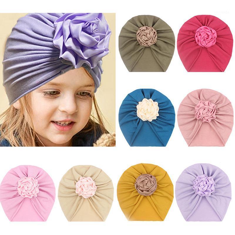 

New Floral Baby Hat Baby Beanie Cap Elastic Turban For Girls Infant Toddler Bonnet Hat Accessories Kids Cap 11 Colors1, Army green