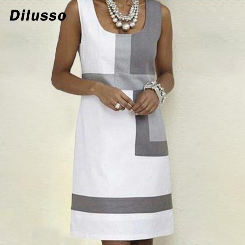 

Casual Striped White Dress Woman Loose Sleeveless Women Dress O-neck Summer Women A-line Mini Dresses Ladies Vestidos#D3