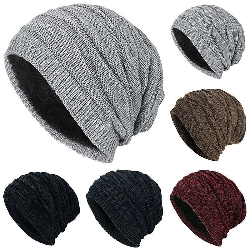 

Beanies Winter Women Men Hats Knitted Thicken Warm Wool Solid Color Caps Comfortable Outdoor Accessories