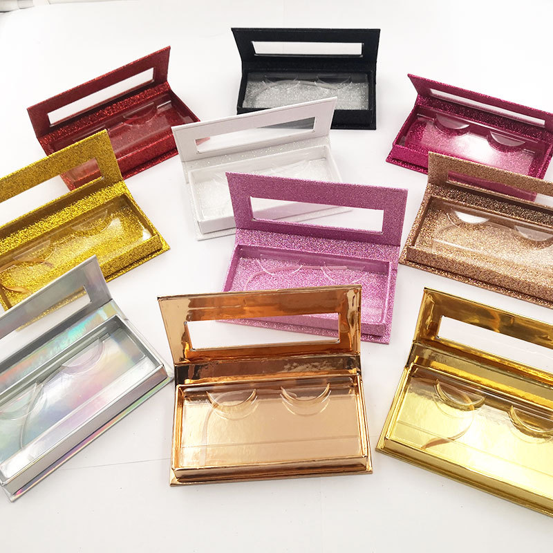 

Glitter False Eyelash Box Empty Magnetic Mink Eyelashes Packaging Box Butterfly Printed False Eyelash Packaging Case