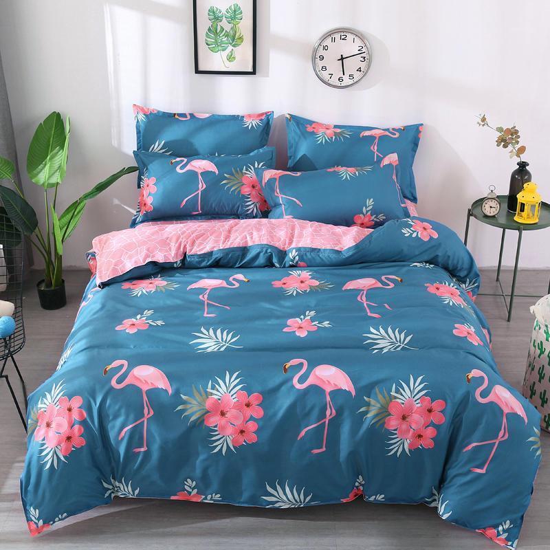 

High Quality Flamingo Printing 3/4pcs Winter Bedding Set Duvet Cover Bed Flat Sheet Pillowcase Bedroom Supplies Dropshipping1, 10
