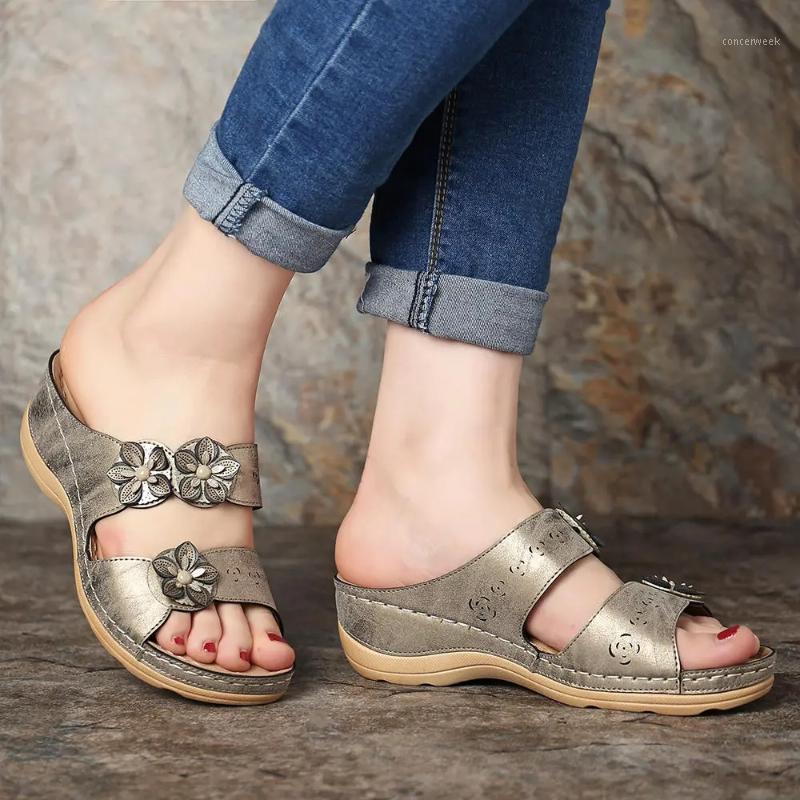 

women slippers fashion flower sandals woman wedges solid women summer large shoes casual beach outdoor ladies plus size slippers1, Darkgrey