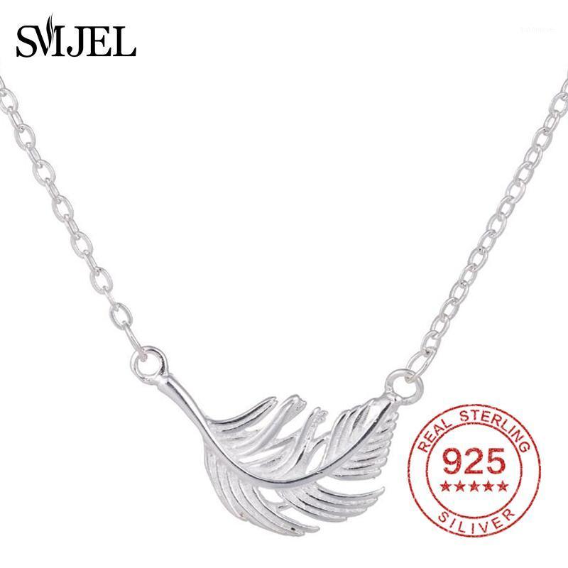 

SMJEL 100% 925 Sterling Silver Leaf Necklaces for Women Vintage Plant Pendants Necklaces Wedding Jewelry Collier Femme1