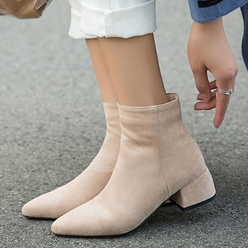 

High Quality Women Ankle Boots Pointed Toe Sock Boots High Heels Female Party Shoes Women 2020 New Winter