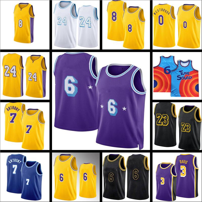 

Russell 0 Westbrook Basketball Jersey 75th 7 Carmelo Davis 3 Anthony 23 6 Space Jam James Tune Squad Yellow White Purple black LBJ Mamba 21 22 Mens Kids Youth 2022, Men jersey
