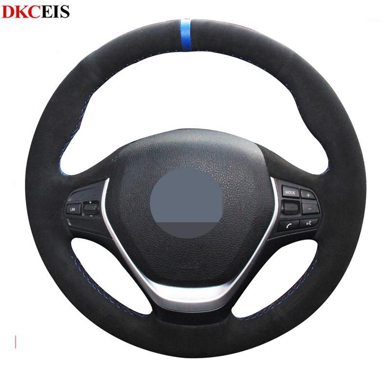 

DIY Black Soft Suede Blue Marker Car Steering Wheel Cover for F20 2012-2020 F45 2014-2020 F34 F31 F30 2013-2020 F32 F33 F361