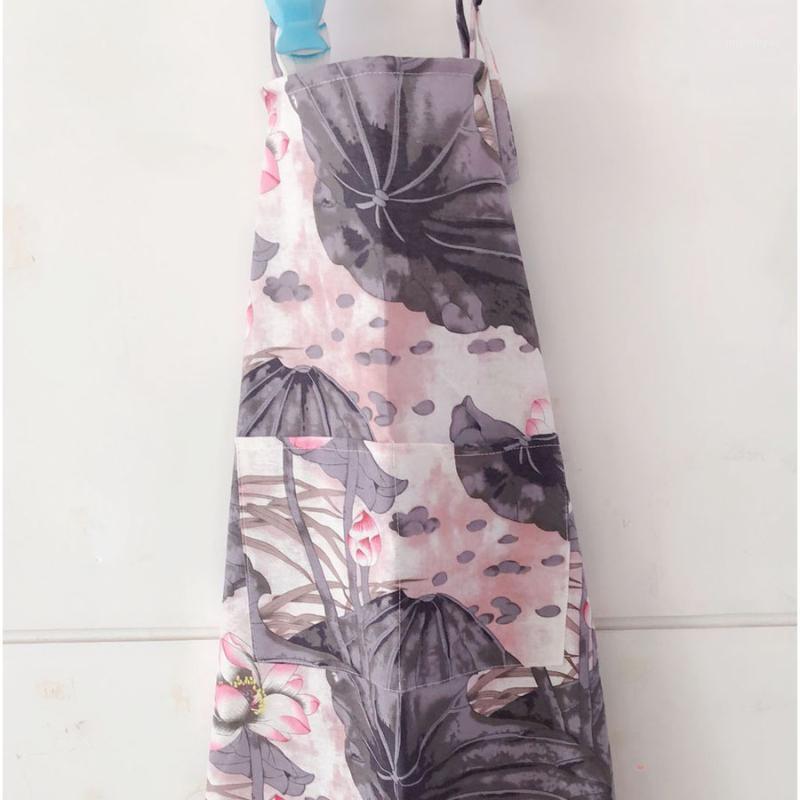 

Long apron cotton and linen breathable anti-fouling sleeveless apron ink retro literary home baking waist1