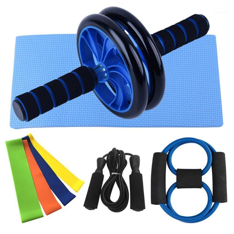 

Home Gym Fitness Set Abdominal Roller Wheel 8 Shape Resistance Band Resistance Loop Band Jump Rope Pack Kit1, As pic