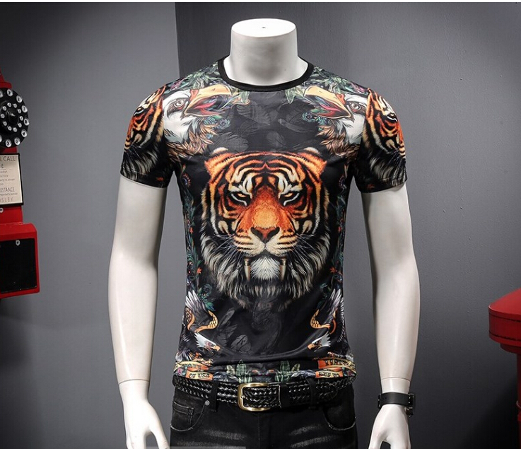 

2021 New T-shirt Animal Camiseta 3d Tiger t Shirts Mens Clothing Casual Fitness Y1qb, Black