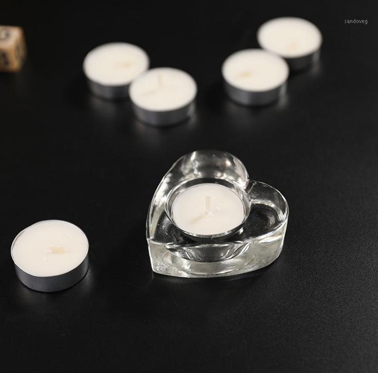 

50pcs Romantic Portable Heart Flower Star Classic Glass Candle Holder Wedding Transparent Tealight Candle Holder Party Decor SN1