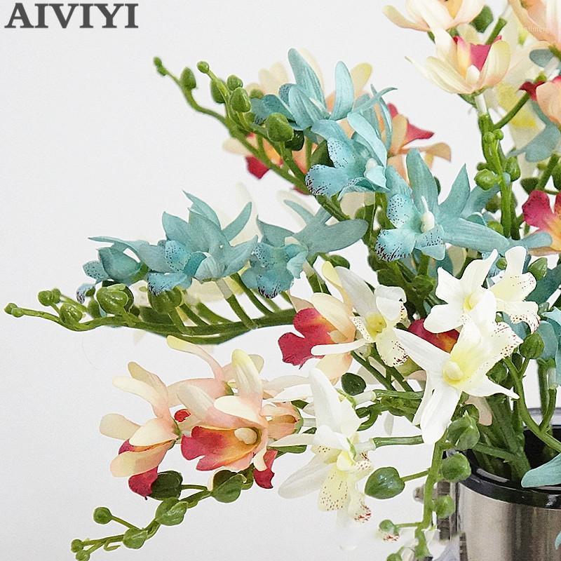

Artificial 50cm small orchid High-grade European flores artificiales wedding party Christmas Home decoration Cymbidium flowers1, Blue