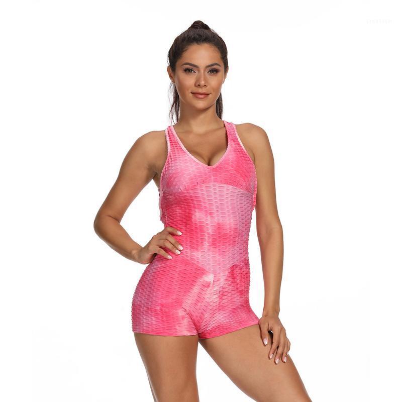 

Sexy Tie Dye One Piece Sport Set Women Yoga Shorts Jumpsuit Fitness Workout Clothing Exercise Track Suits Gym Shorts1, Yc-9610-5