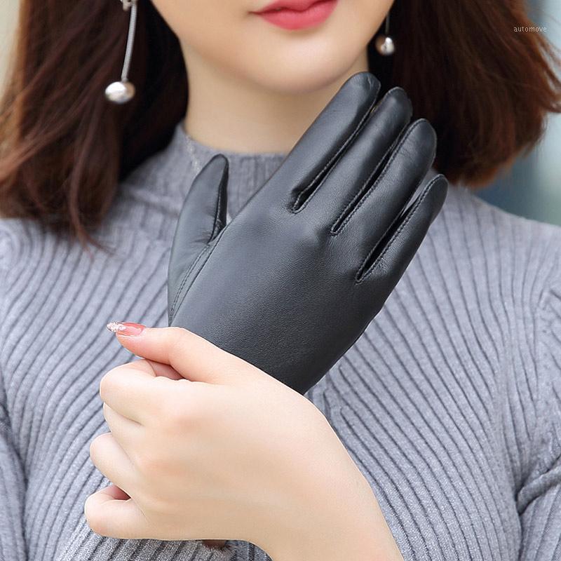 

Autumn and winter touch screen touch leather gloves factory direct wholesale ladies goatskin gloves thickening plus cashmere1