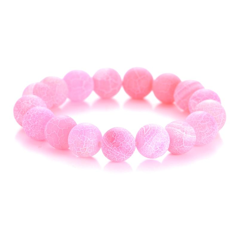 

2020 Charm Popular Irregular Crackle Pink Natural Stone Bracelet Weathered Stone Bracelet 6-12mm Beaded