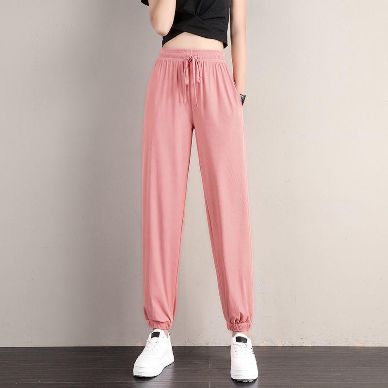 

Summer Casual Sweatpants Women Solid Color Loose Sports Joggers Trouser Fashion High Waist Soft Stretchy Pants Pink Black Grey