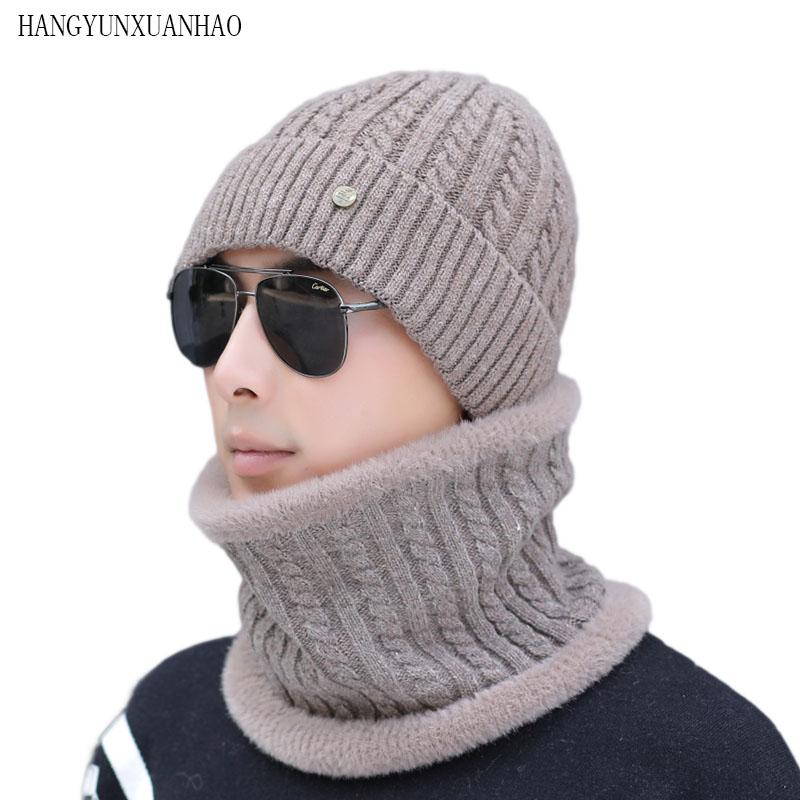 

HANGYUNXUNHAO Skullies Beanies Brand Men Winter Hats For Men Scarf Knitted Hat Cap Beany Winter Hat Gorro Cap
