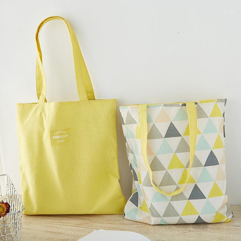 

Brand New fabric double-sided dual-use Hand bag cotton and linen pocket handbag shopping bag storage grocery1