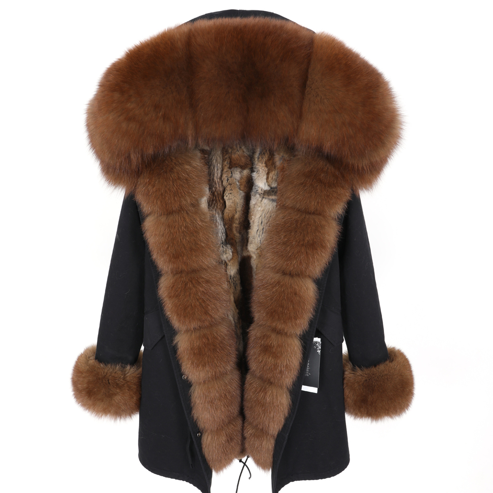 

2021 Maokong New Fur Collar Wild Fox Hoodie Long Jacket From Winter Women' Clothes Park 7JSA, 25
