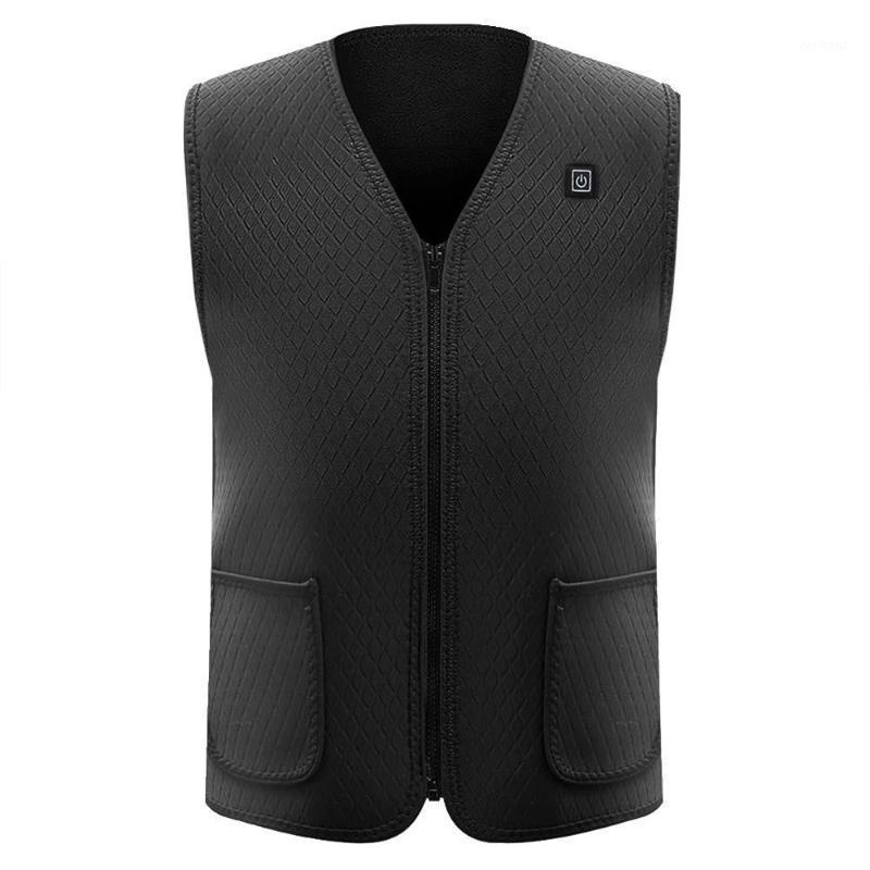 

Hot Carbon Fiber Black Warm Physiotherapy Electric Vest Heated Body Warmer Clothing Thermal Heated Pad Jacket Winter USB1, As pic