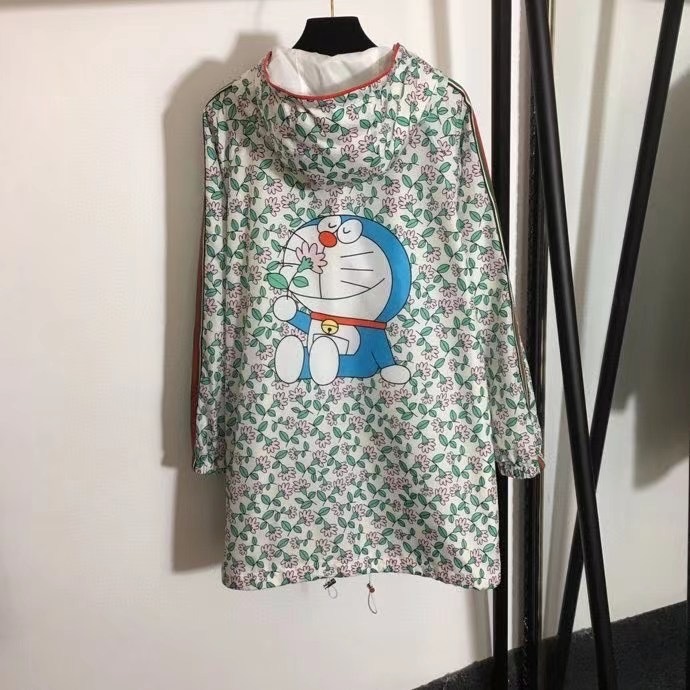 

new designer 2021 trench coat duo la A dream pink flowers stripe long coat in the waist, Blue